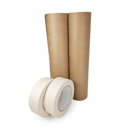 IDL PACKAGING 12in x 60 yd Masking Paper and 1 1/2in x 60 yd GP Masking Tape, for Covering, 2PK 2x GPH-12, 4457-112